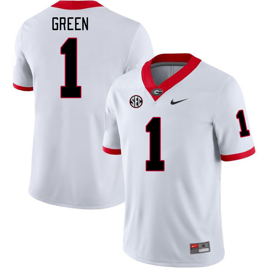Men #1 Nyland Green Georgia Bulldogs College Football Jerseys Stitched-White - Click Image to Close